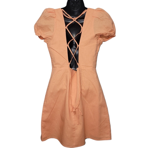 Aritzia Sunday Best Monday Sunny Apricot Dress Size 8 - Picture 2 of 3